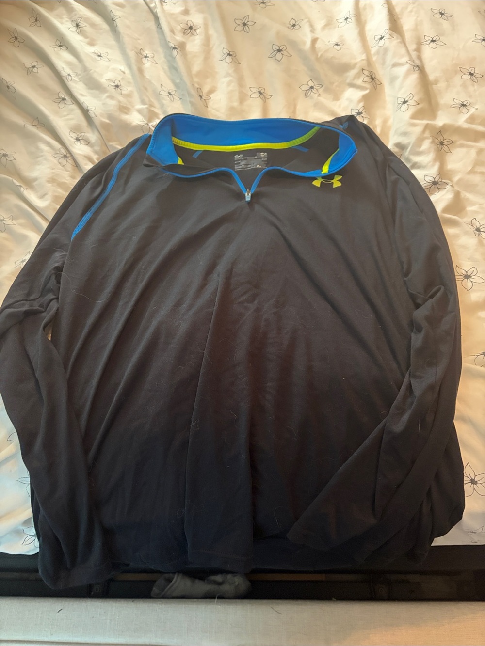 Under Armour Men’s Black Quarter-Zip Pullover with Blue & Yellow Accents